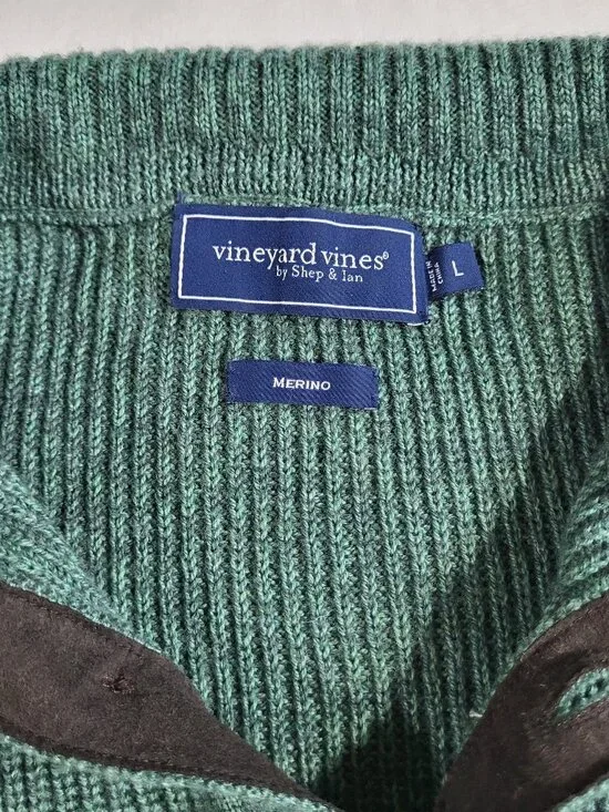 Vineyard Vines Mens Oysterman Button Mock Merino Wool Sweater - Large - Picture 5 of 9